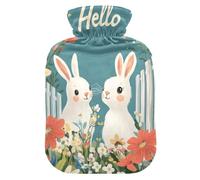 Garden Cute Bunnies - Botella de agua caliente de viaje con funda suave, botella de agua tibia de 2 L para cama para calambres menstruales, calambres menstruales, calambres menstruales