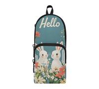 Garden Cute Bunnies - Estuche de nailon con 3 compartimentos para lápices, multiusos y estético, para escuela secundaria, bolsa de papelería para escuela secundaria