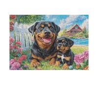 Garden Cute Perro Rompecabezas 300 Piezas Cartón Grueso para Parejas Desarrollo Habilidades Pieza Decorativa Casa Pack Completo Regalo Cumpleaños 300 PCS/40x28cm