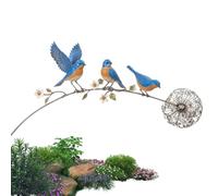 Garden Decorative Stakes - 65 Cm Patio Metal Sculpture Animals On A Branch | Rustic Outside Stakes | Charming Animals Perched On A Slender Branch For Backyard Courtyard Patio Porch Lawn Flower