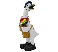 Garden Duck Sculpture - 8.8-Inch Resin Animal Figurine, Realistic Waterproof Duck Figurine with Shovel & Flower Pot | Outdoor Garden Goose Statue for Patio, Lawn, Yard, Porch, Pond, Farmhouse Decor