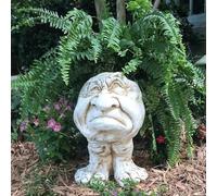 Garden Face Sculpted Flower Pot,Whimsical Face Planter with Feet,Unique Resin Flower Pot for Succulents Herbs Home Decor,Funny Expression Head Planter for Indoor Outdoors Use