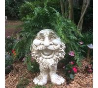 Garden Face Sculpted Flower Pot,Whimsical Face Planter with Feet,Unique Resin Flower Pot for Succulents Herbs Home Decor,Funny Expression Head Planter for Indoor Outdoors Use