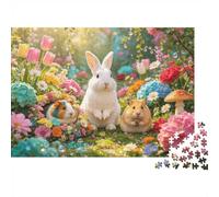 Garden Flowers Puzzle 1000 Piezas Reciclable Material Bunny Hamster Puzzles para Adultos Juego Familiar Time Props Interesting Juego Familiar para Mujeres 52x38cm/1000 Piezas