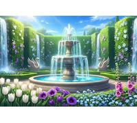 Garden Fountain 70 Piece Jigsaw Puzzles for Adults, Colourful, Challenging & Brainteasing Adult Puzzles 70 Pieces Tulips, Fun jigsaws for The Whole Family 14x10 Inch