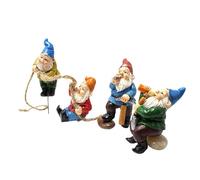 Garden Gnomes - 4 Piece Climbing Rope Statues, Miniature Fairy Cute Outdoor Decoration, Colorful Yard GNOME Decor | Outdoor Home Garden Yard Fairy Miniature GNOME Decoration Set Usage