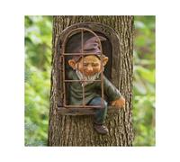 Garden Gnomes Elf Out The Door Tree Hugger, Faces Outdoor Decor 3d Dwarves Sculpture, Peeker Figurine Yard Art Decoration