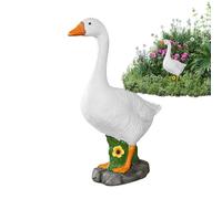 Garden Goose Sculpture - Lifelike polymer Waterfowl, Big White Fine Carving,All Weather Outside Model | Exquisite Lawnside Presentation, Backyard Gallery Threshold Meadows Exterior Display Adornments