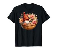 Garden Grandpa Gnome Cuddling in Dog Basket With Cute Pug Camiseta