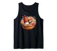 Garden Grandpa Gnome Cuddling in Dog Basket With Cute Pug Camiseta sin Mangas
