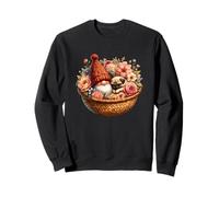 Garden Grandpa Gnome Cuddling in Dog Basket With Cute Pug Sudadera