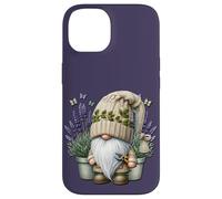 Garden Grandpa Gnome With Lilac Plants In Pots For Summer Carcasa para iPhone 14