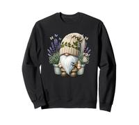 Garden Grandpa Gnome With Lilac Plants In Pots For Summer Sudadera