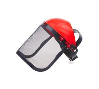 Garden Grass Trimmer Safety Helmet Hat With Full Face Mesh Protective Mask For Logging Brush Cutter Forestry Protection(Red)