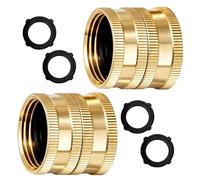 Garden Hose Adapter - Brass Female Ends, 3/4 Inches Thread Fitting with Rubber Washers, Heavy Duty Brass, Leak-Proof Connection, for Outside Valve Faucet Repair Sink Rv Irrigation