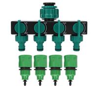 Garden Hose Faucet Splitter 4 Way | 1 / 4in Quick Connector with Individual Valves | Water Splitter for Faucets/Irrigation/Outdoor Use | DN20 DN25 FNPT Brass Fitting