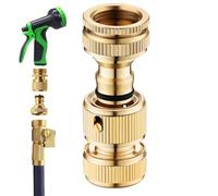 Garden Hose Quick Connector - 3/4 Inch Solid Brass Attachment, Instant Connection Water Hoses Fitting, Durable High-Pressure Hoses Connector | Easy Use Brass Hose Adapter for washers faucets gardener