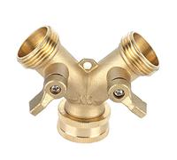 Garden Hose Splitter | G3 / 4 Y Shape 2 Way Brass Connector with Ball Valve | Water Faucet Splitter for Greenhouse/Car Wash/Plant Irrigation | Leakproof 360° Rotatable