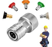 Garden Hose to Mini Power Washer Adapter-3/4 GHT to 1/4", Garden Hose Pressure Washer Attachment, Convert Water Hose to Pressure Washer, Stainless Steel