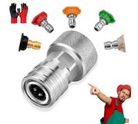 Garden Hose to Mini Power Washer Adapter, 3/4 GHT to 1/4 Quick Connect,Turn Any Hose into a Pressure Washer, Stainless Steel Garden Hose Connector for Car Wash & Outdoor Cleaning (1Pc)
