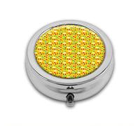 Garden Items Bee Birds Rabbit Flowers Ladybird Repetitive Pattern Custom Round SilverBox Pocket 2.1" - 3 Compartimentos Box/Pastillero Bolsillo