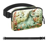 Garden Magical Unicorn - Riñonera cruzada con bolsillos con cremallera, impermeable, con correa ajustable para entrenamiento, correr, viajar, senderismo, multicolor, talla única, multicolor, Talla