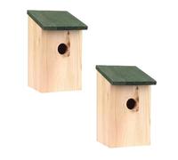 Garden Mile 2X Tradicional Jardín Madera Pajarera Nido Cajas con Verde con bisagras TEJADO para Fácil Limpieza Predator Proof A acomodar Pequeño Pájaros Gorrión, Herrerillo Robin Nester