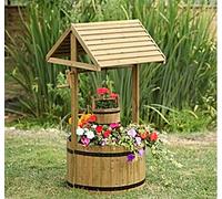 Garden Mile Adorno de Madera o Macetas, Grande para Exteriores e Ideal para Jardín, Deseos, Molino de Viento, Maceta para Carretillas (Maceta Grande de Madera)