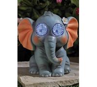 Garden Mile Adorno solar de elefante con ojos parpadeantes en movimiento, bonita decoración de jardín al aire libre, decoración de luz solar, figura de animal de resina impermeable para césped, patio