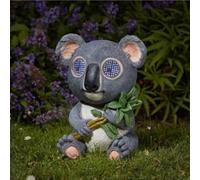 Garden Mile Adorno solar de koala de jardín - Koala LED parpadeante alimentado por energía solar, decoración al aire libre, estatua de resina resistente a la intemperie con luces LED para patio,