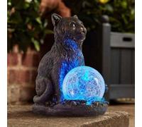 Garden Mile Adornos de jardín con energía Solar, Estatua de Gato al Aire Libre con Luces LED Multicolores, Resistentes a la Intemperie, Luces solares de Animales duraderas para Patio