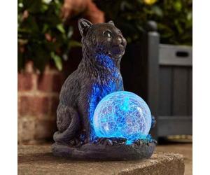 Garden Mile Adornos de jardín con energía Solar, Estatua de Gato al Aire Libre con Luces LED Multicolores, Resistentes a la Intemperie, Luces solares de Animales duraderas para Patio