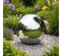Garden Mile Bola de acero inoxidable de 25 cm, bola hueca de espejo pulido plateado, esfera reflectante, bolas flotantes, adornos de jardín de acero inoxidable para decoración de jardín (25 cm)