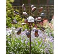 Garden Mile Molinillo de viento LED de 1,3 m con energía solar, iluminación de jardín al aire libre, bola agrietada, gran luz decorativa que cambia de color, luz solar de 130 cm, adorno de jardín