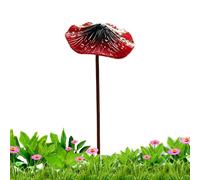 Garden Mushroom Stakes - Outdoor Decor for Lawn Pathways Flower Beds Landscape Displays | Rust Colored Metal Ornaments with Colorful Mushroom Design, Yard Accent for Patio Cottage, 11.8×3.94×3.94in