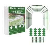Garden Netting Kit - 10x33ft Insectt & Sun Shade Cover Set, Ultra Fine Plant Protection Net with Stakes and Clips, Vegetable Garden Cover for Greenhouse Raised Beds Fruits Flowers Anti Insectt Barrier