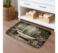 Garden Oasis - Tapete de baño de secado rápido, elegante diseño floral, absorbente, antideslizante, de espuma viscoelástica de primavera, lavable, para baño, inodoro, baño, decorativo, 40,6 x 61 cm
