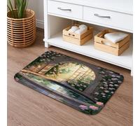 Garden Oasis - Tapete de baño de secado rápido, romántico, floral, absorbente, antideslizante, de espuma viscoelástica, lavable, para baño, inodoro, baño, decorativo, 50.8 x 81.3 cm