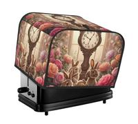 Garden Of Bunnies And Roses - Cubierta para tostadora de 4 rebanadas, protector de tela Oxford impermeable a prueba de polvo con bolsillo lateral para pequeños electrodomésticos de cocina