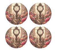 Garden Of Bunnies And Roses - Juego de 4 posavasos cuadrados de corcho MDF con respaldo de corcho antideslizante para bebidas frías y calientes