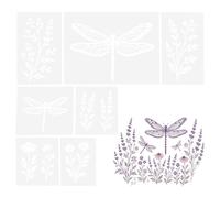 Garden Painting Stencils - 5 Piece Reusable Flower Plant Animal Templates,