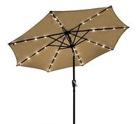 Garden Parasol New Sun Parasol Paraguas Garden Parasols Parasols Solar Light Garmel Market Patio al Aire Libre LED LED Self Carging LED Garden Umbrella de 3 m, sin Base （sin Base）