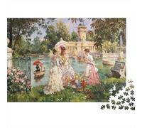 Garden Party Adult Jigsaws 1000 Piezass Reciclado Paper Adultos Mujeres Puzzle Medieval Style Party Parent Child Game Props Regalo de Bendiciones Vacacionales