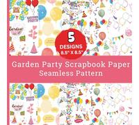 Garden Party Scrapbook Paper Seamless Pattern: Craft Paper Pad , 8.5'' x 8.5'' , Decorative Paper Pad for Scrapbooking, Paper Arts & DIY Projects