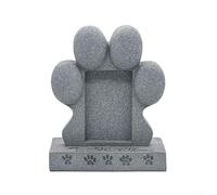 Garden Pet Memorial Stone Dog Grave Marker with Picture Frame Paw Shape Resin Outdoor Ornament 18cm(Pet sepulcrstone gray)