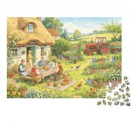 Garden Picnic 1000 Piezas Puzzle Papel Reciclado Farm Cottage Puzzles for Personas Mayores Divertido and Desafiante Juego Familiar Perfect for 38x26cm/1000pcs