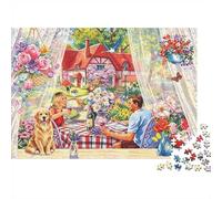 Garden Picnic Puzzle para Adultos 1000Pc Reciclable Paper Country Cottage Jigsaw Puzzle Padre-Hijo Accesorios de Juego Desarrolla Boy & Girl‘s Inteligencia Juguete 70x50cm/1000pcs
