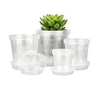 Garden Plant Containers - Nursery Pots with Saucers for Seedling Growth | PP with Drainage Holes, 20 Piece Set, Multi Size, Ideal for Tomatoes, Strawberries, Orchids, Cactus