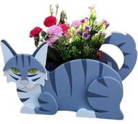 Garden Planters, Cute Dog Cat Animal Shaped Cartoon Flower Planter, Succulent Planter for Living Or Artificial Plants for Home Balcony, Garden Decoration(Blue Cat)