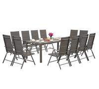 Garden Point muebles de jardín de aluminio gris con gran mesa Polywood Verona para 12 personas